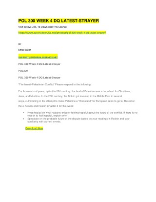 POL 300 WEEK 4 DQ LATEST-STRAYER