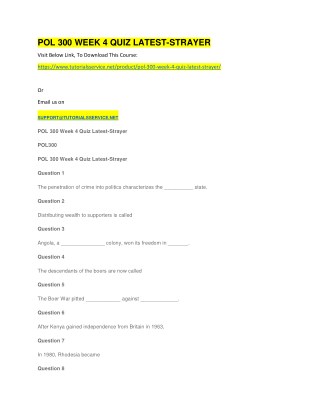 POL 300 WEEK 4 QUIZ LATEST-STRAYER