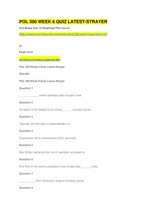 POL 300 WEEK 6 QUIZ LATEST-STRAYER