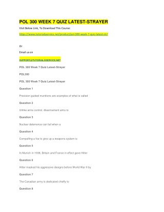 POL 300 WEEK 7 QUIZ LATEST-STRAYER