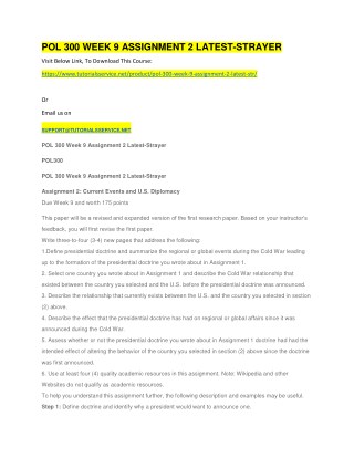 POL 300 WEEK 9 ASSIGNMENT 2 LATEST-STRAYER