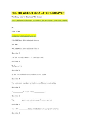 POL 300 WEEK 9 QUIZ LATEST-STRAYER