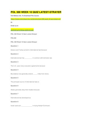 POL 300 WEEK 10 QUIZ LATEST-STRAYER