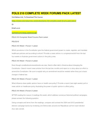 POLS 210 COMPLETE WEEK FORUMS PACK LATEST