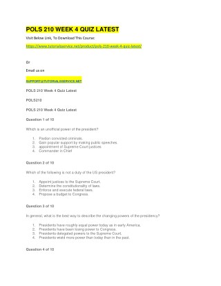 POLS 210 WEEK 4 QUIZ LATEST