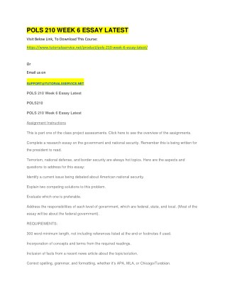 POLS 210 WEEK 6 ESSAY LATEST