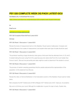 PSY 520 COMPLETE WEEK DQ PACK LATEST-GCU