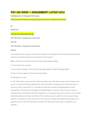 PSY 530 WEEK 1 ASSIGNMENT LATEST-GCU