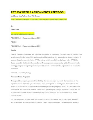 PSY 530 WEEK 3 ASSIGNMENT LATEST-GCU