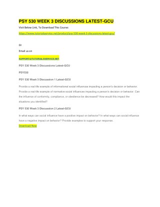 PSY 530 WEEK 3 DISCUSSIONS LATEST-GCU