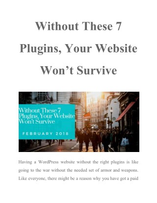 Without These 7 Plugins, Your Website Wonâ€™t Survive