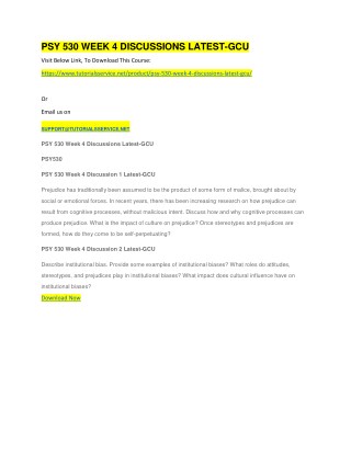 PSY 530 WEEK 4 DISCUSSIONS LATEST-GCU