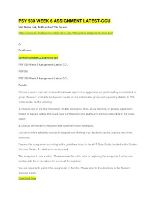 PSY 530 WEEK 6 ASSIGNMENT LATEST-GCU