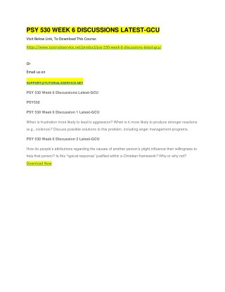 PSY 530 WEEK 6 DISCUSSIONS LATEST-GCU