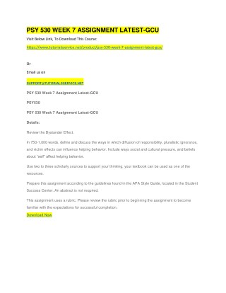 PSY 530 WEEK 7 ASSIGNMENT LATEST-GCU