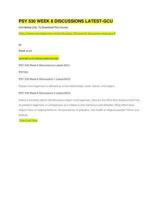 PSY 530 WEEK 8 DISCUSSIONS LATEST-GCU