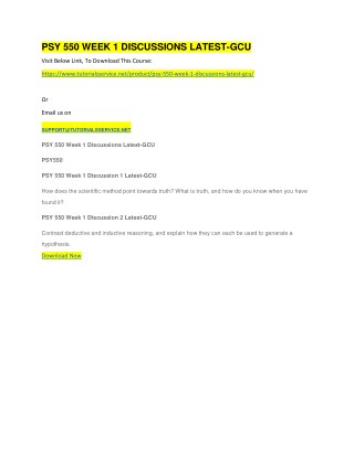 PSY 550 WEEK 1 DISCUSSIONS LATEST-GCU