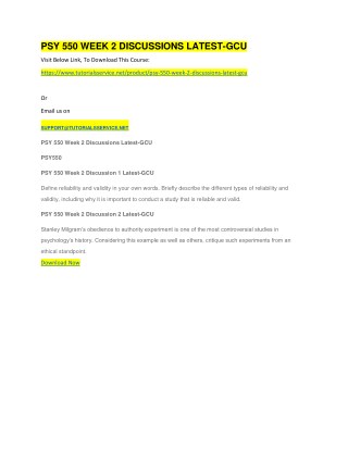 PSY 550 WEEK 2 DISCUSSIONS LATEST-GCU