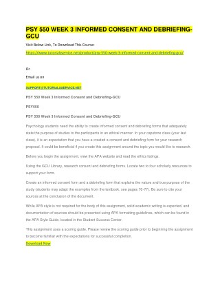 PSY 550 WEEK 3 INFORMED CONSENT AND DEBRIEFING-GCU