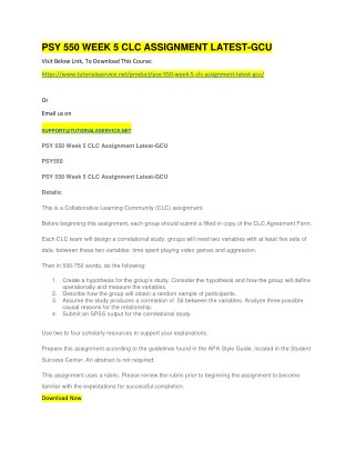 PSY 550 WEEK 5 CLC ASSIGNMENT LATEST-GCU