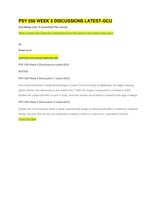 PSY 550 WEEK 5 DISCUSSIONS LATEST-GCU