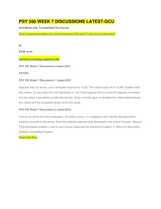 PSY 550 WEEK 7 DISCUSSIONS LATEST-GCU