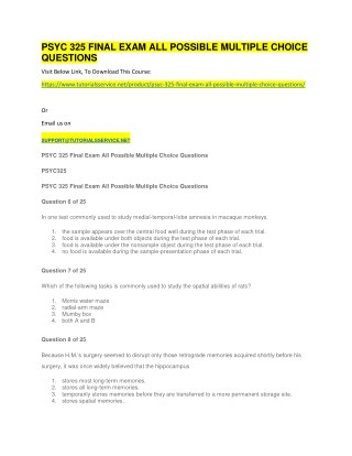 PSYC 325 FINAL EXAM ALL POSSIBLE MULTIPLE CHOICE QUESTIONS