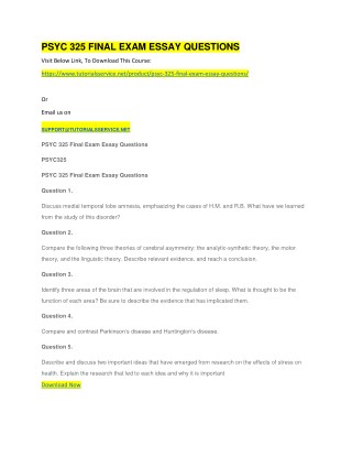 PSYC 325 FINAL EXAM ESSAY QUESTIONS
