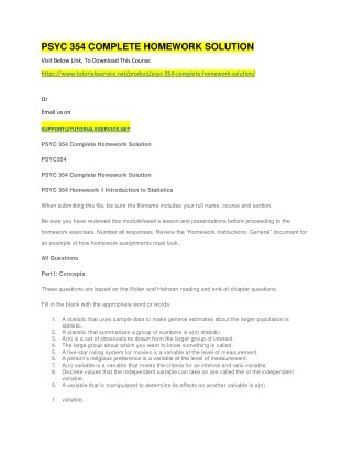 PSYC 354 COMPLETE HOMEWORK SOLUTION