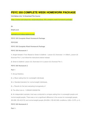 PSYC 355 COMPLETE WEEK HOMEWORK PACKAGE