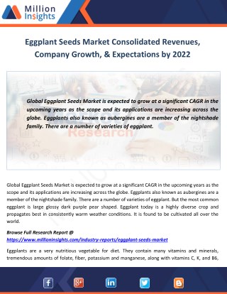 Eggplant Seeds Market Company Growth by 2022