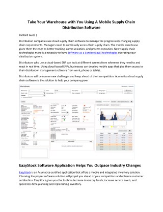 Take Your Warehouse with You Using A Mobile Supply Chain Distribution Software