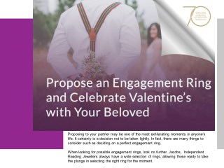 Propose an Engagement Ring and Celebrate Valentineâ€™s with Your Beloved