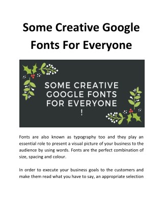 Some Creative Google Fonts For Everyone