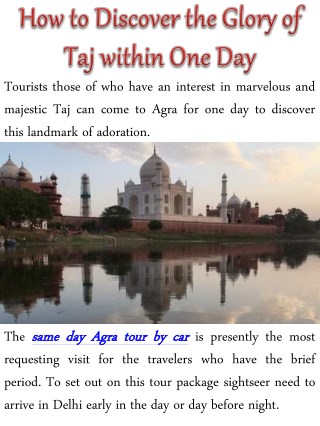 How to Discover the Glory of Taj within One Day