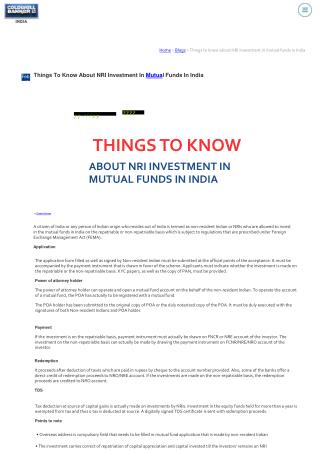 Things To Know About NRI Investment In Mutual Funds In India