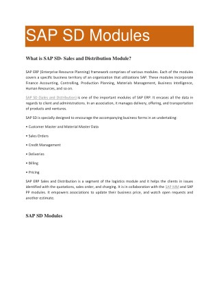 SAP SD Training PDF