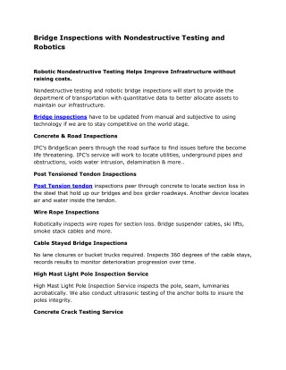 Bridge Inspections with Nondestructive Testing and Robotics