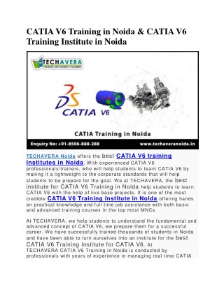 CATIA V6 Training Institute in Noida