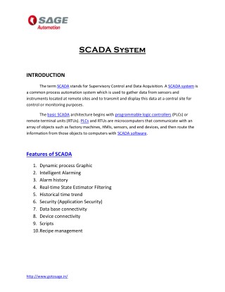PDF on SCADA System | SCADA Courses |Sage Automation India