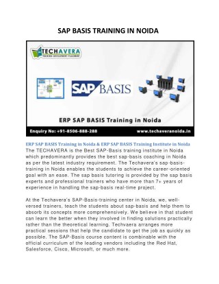 sap basis training center in Noida