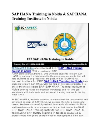 SAP HANA Training Institute in Noida