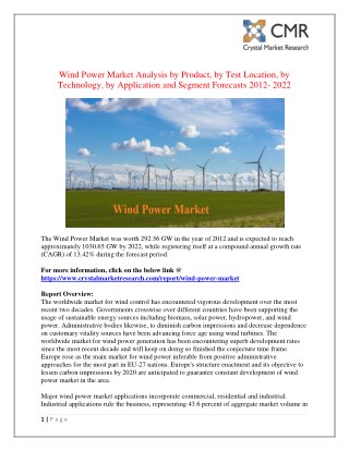 Wind Power Market is expected to be USD 1030.65 GW by 2022