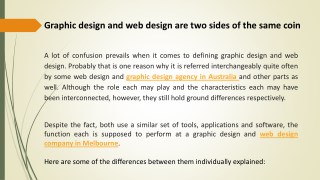Graphic design and web design are two sides of the same coin