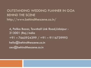 Outstanding wedding planner in Goa behind the scene