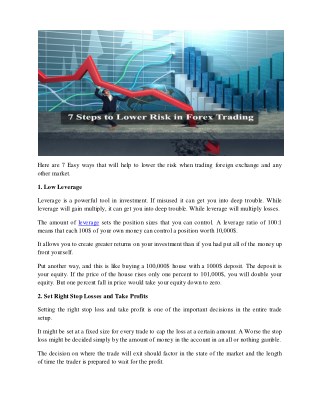 7 Step to Lower Risk in Forex Trading