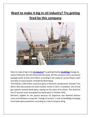 Want to Make It Big in Oil Industry Try Getting Fired by This Company