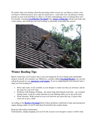 WINTER ROOFING TIPS