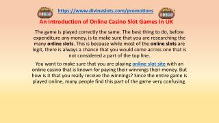 An Introduction of Online Casino Slot Games In UK