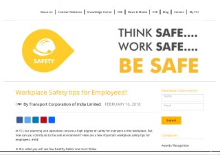 Workplace Safety tips for Employees